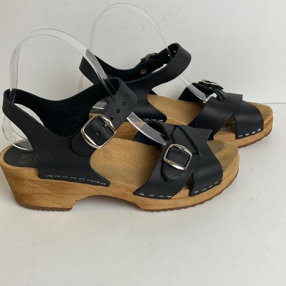 Free People Mia Presley Clogs in Black Leather 39 Hippie Scandi Girl Granola - Picture 3 of 15